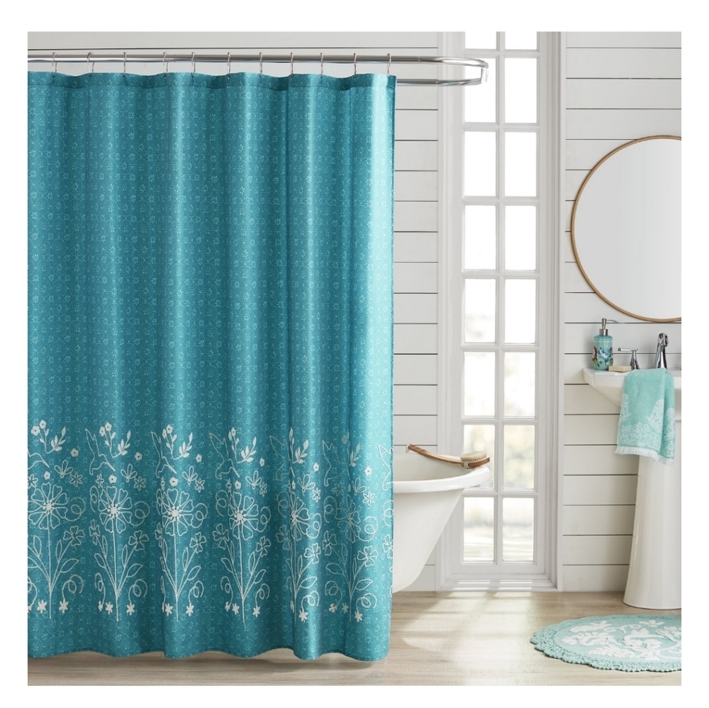 The Pioneer Woman Mazie Multicolor Embroidered Shower Curtain-NEW!